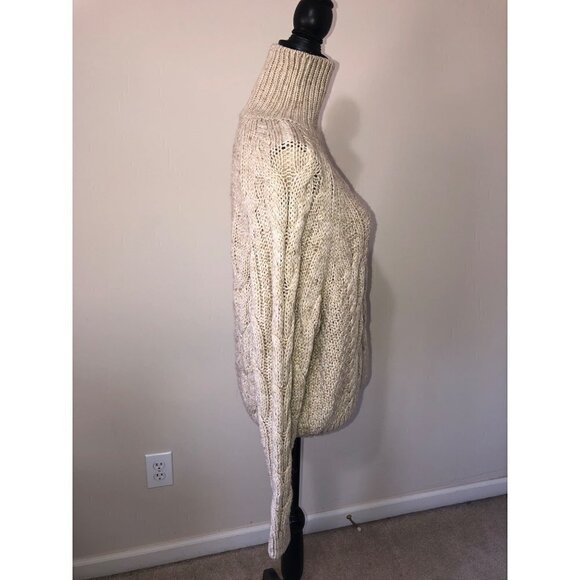 H&M Womens Size S Sweater Turtleneck Wool Blend Beige Oatmeal Long Sleeve Cozy - Picture 8 of 10